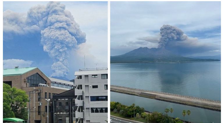 日本樱岛火山狂喷发 火山灰冲上3000公尺高空 25航班取消
