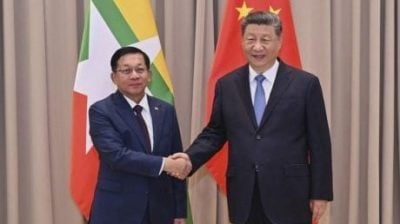 缅甸军事领导人敏昂莱会晤习近平 政变以来首次