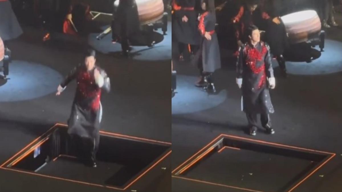 舞台机关突下降 王力宏踩空险摔倒