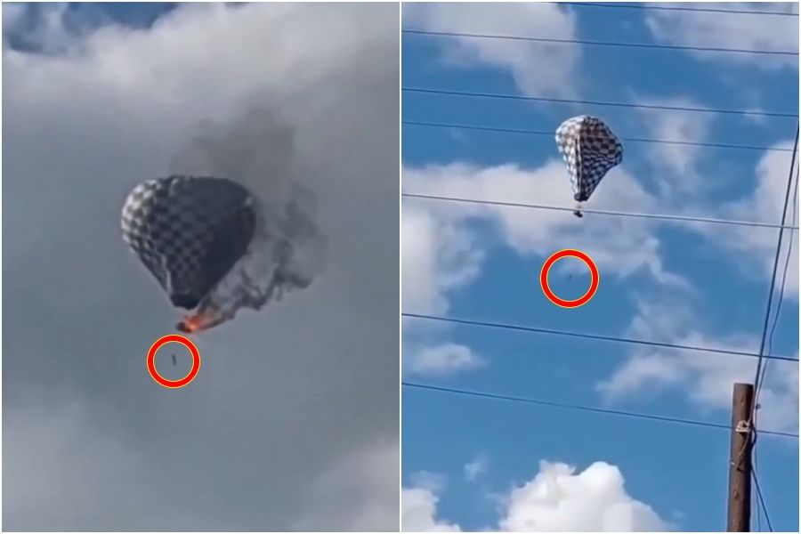 视频／热气球突起火 男子救人反遭吊上天 坠地惨死