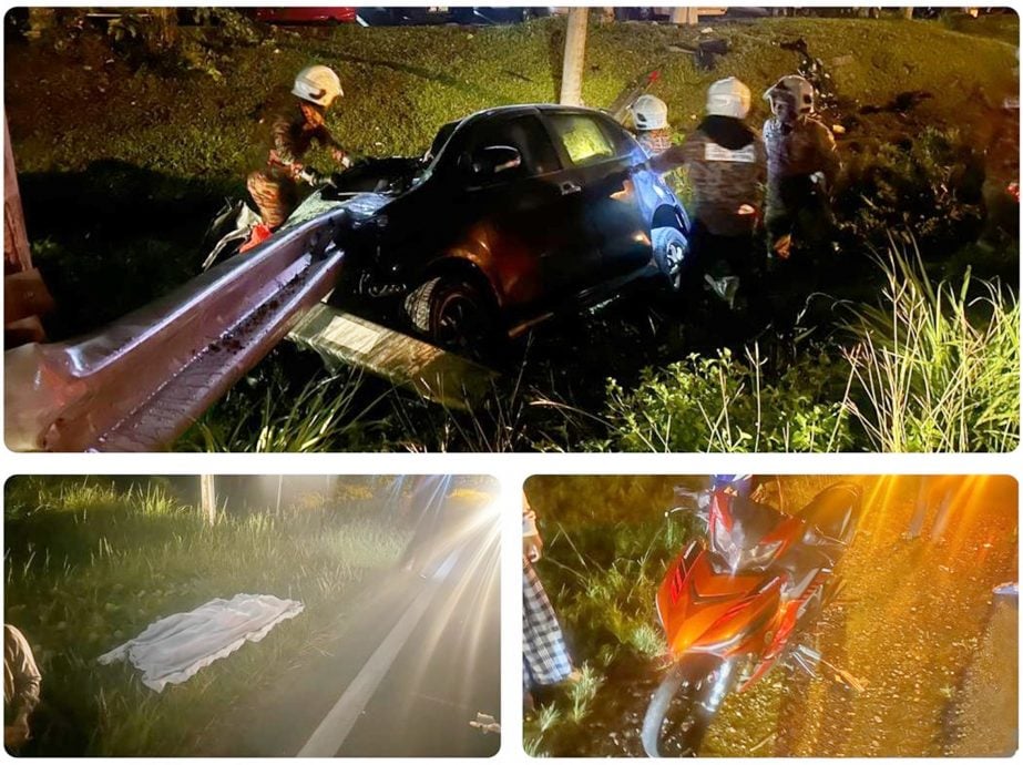 轿车与过路脚踏车相撞,司机与骑士当场死亡。