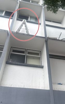 （大北马）技工酒店二楼修理冷气机，失足坠楼身体多处受伤