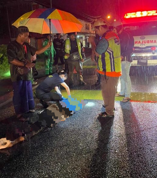 （大北马）流浪汉冒雨过马路时被撞毙