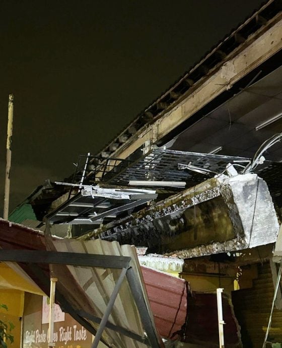 (大北马)空置老店屋梁夜晚突坍塌,整排商店断电幸无人伤亡