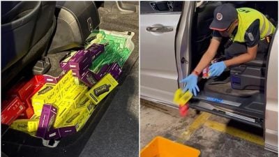 拆解汽车不同部位 狮城关卡起获逾450件电子烟