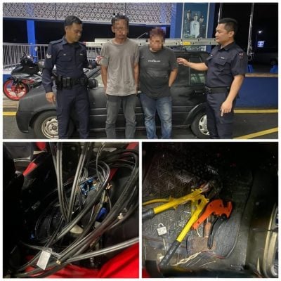 巡警凌晨巡逻查可疑轿车 . 疑偷窃电缆 逮2人查办