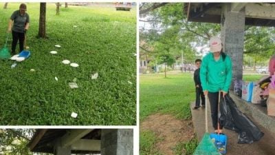 庇公园佳节访客大增 走后留下一堆垃圾