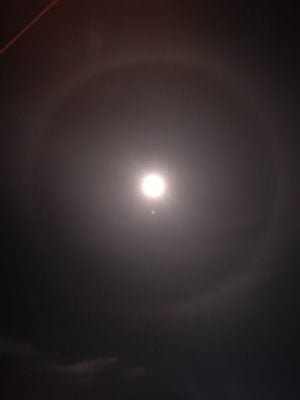 民众熬夜守天象 . 失落“草莓月亮” 喜见月晕