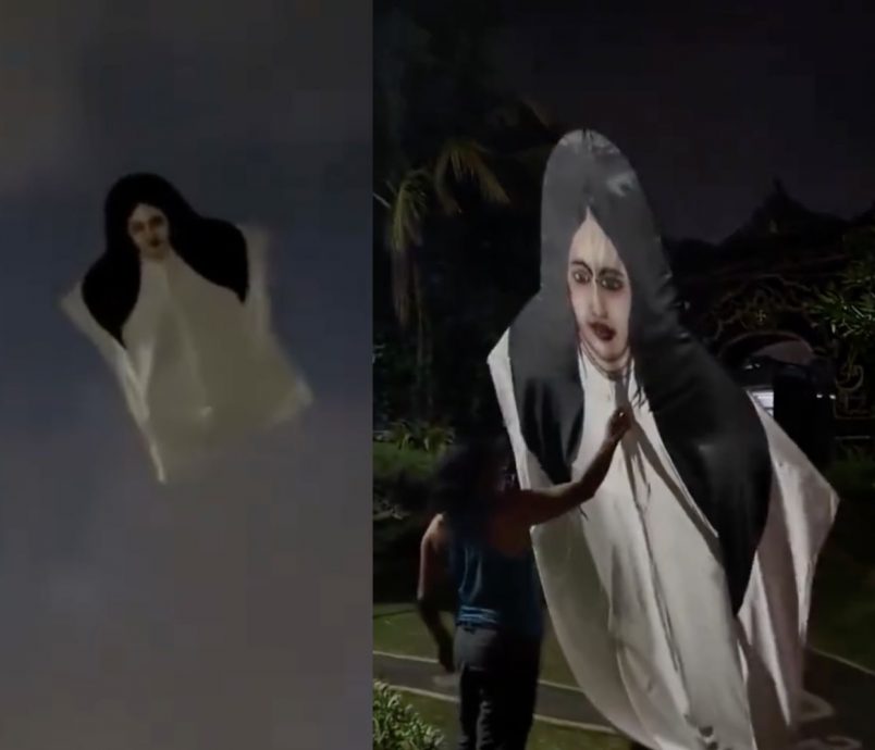 “白衣女子”夜空飘浮 巨型风筝吓坏人