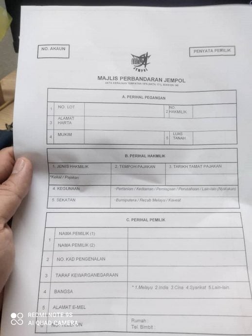 仁保市议会为产业重新估价,索取居民个人资料?郑洧腾:真的