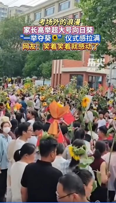 供星洲网:视频|考场外的浪漫!家长纷举向日葵 祝福“一举夺魁”