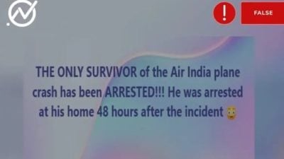 查核组织：消息不实 印航空难幸存者没被捕