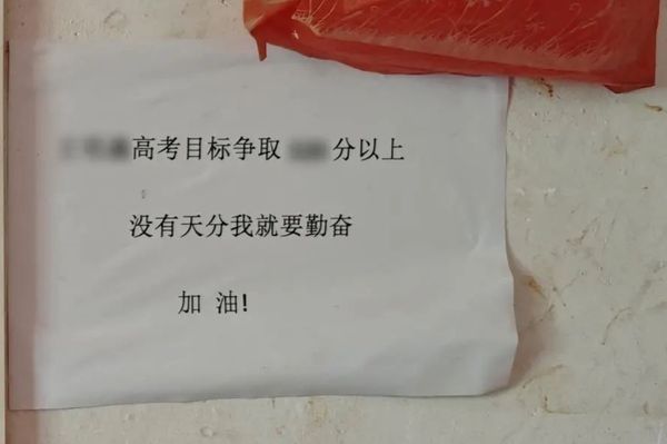 双胞胎出考场跪谢爷爷 书桌贴标语“没天分要勤奋”