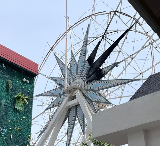 四脚蛇迷你主题公园摩天轮失火