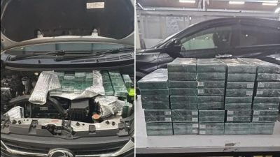 狮城移民局检查大马汽车 起获逾20条漏税烟