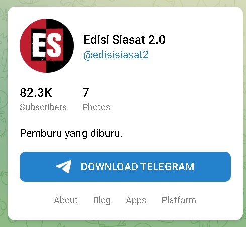 已签/甫封锁又“还魂” Telegram冒出Edisi Siasat 2.0
