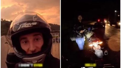 视频|大马骑士摩托抛锚受困路边 澳洲YouTuber推车40分钟助脱困