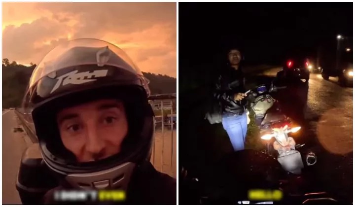 暖势力|大马骑士摩托抛锚受困路边 澳洲YouTuber推车40分钟助脱困