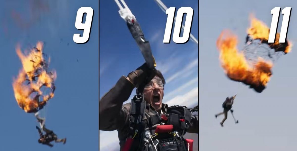 汤告鲁斯挑战高难度火焰跳伞 重跳16次创世界纪录