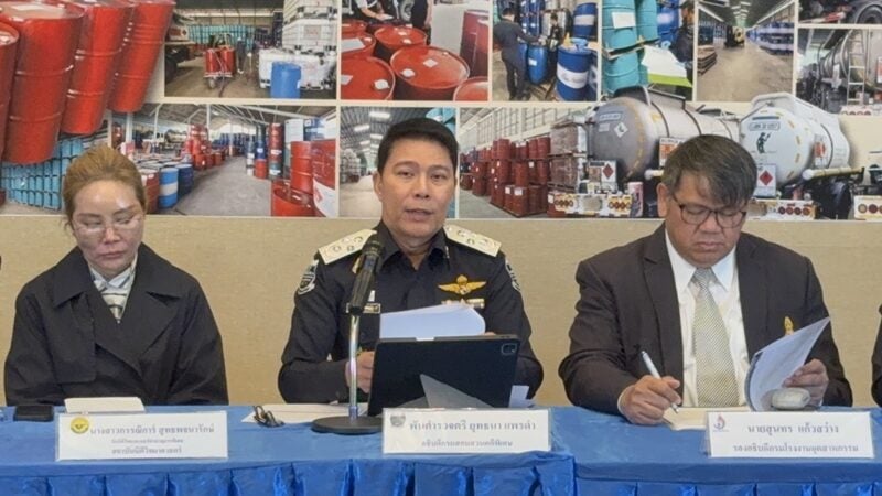 泰国破非法化学品大案 缴获180万升毒品原料