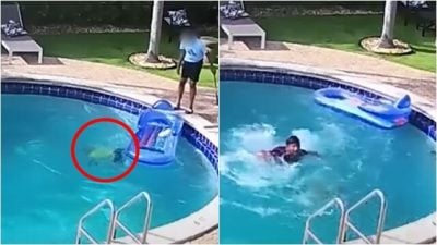 视频| 生死瞬间！男童溺水下沉  建筑工“飞身跳水”救一命