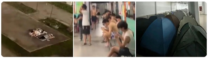 **看世界（只供网）**中国东北持续高温  高校学生睡楼道操场卫生间避暑