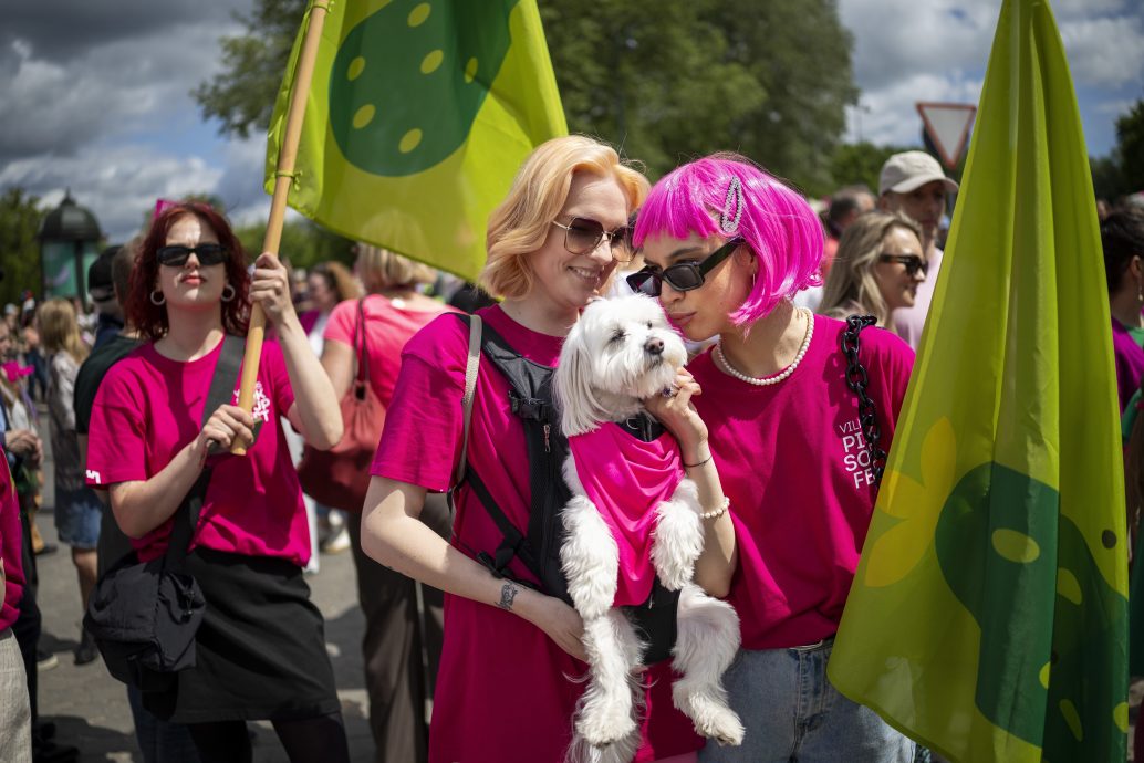立陶宛首都庆“粉红汤节” 万人粉红装扮狂欢迎夏日