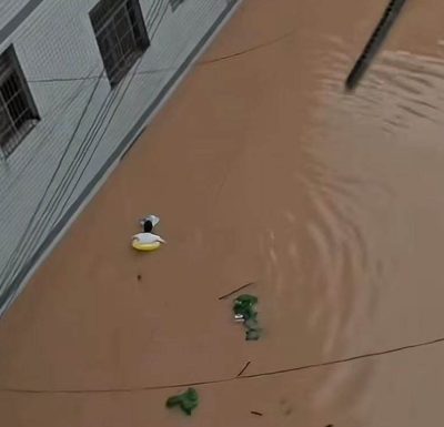 考试遇上暴雨…湖南路塌桥损 考生带泳圈游泳赶考