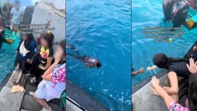视频|女游客遇巨浪手机掉海里 男员工2度冒险潜水捡回