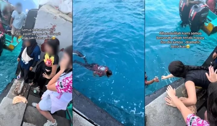 视频|女游客遇巨浪手机掉海里 男员工2度冒险潜水捡回