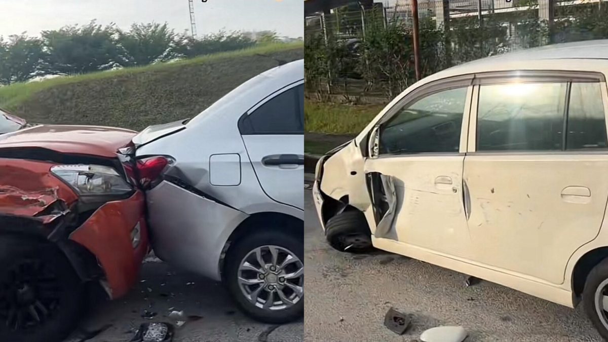 视频|泊LRT站外围遭连环撞 数车车身车头严重凹陷