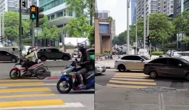 视频|轿车骑士无视红灯斑马线 叹大马行人安全不受重视！