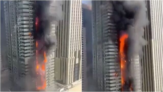 视频 | 迪拜67层摩天楼发生大火 烈焰爬墙 浓烟窜升
