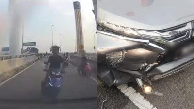 单行道逆行撞车 骑士逃逸 惹众怒