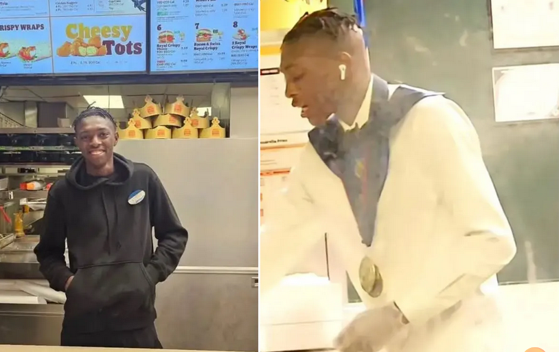 高中生穿毕业服在汉堡王打工感动路人 默默为他募款求学基金