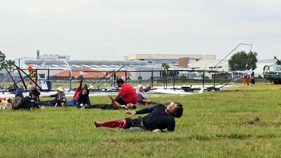 飞机遭鸟击坠毁槟机场? 原来是救援演习