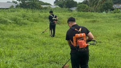 助清除空地野草 豐盛港警員好形象再加分