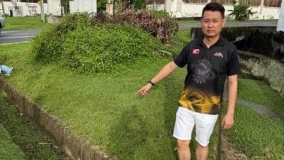 山顶花园沟积泥长草 . 林思健促市局加强监督