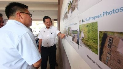 杜当国中兴建工程复工．李景胜视察进展