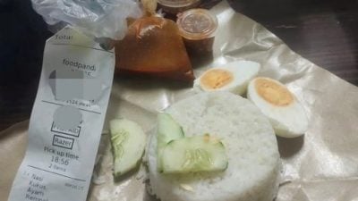 RM16外卖Nasi Kukus却没炸鸡？ 女子疑因留言提醒遭“报复”