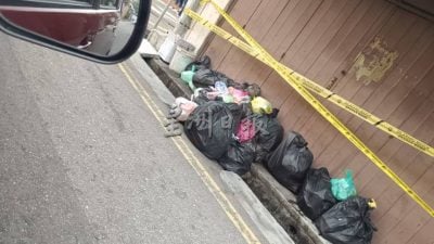 一袋袋垃圾堆积老屋前  荷兰街“发臭”毁形象