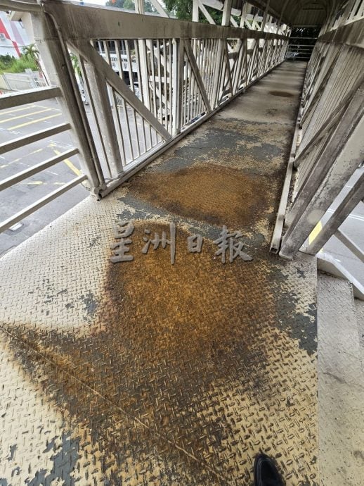 （古城第五版主文）生锈、垃圾、灰尘，帆加南马行人天桥缺乏保养！