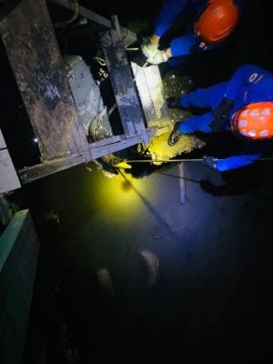 悄然出现水上木屋下方  民防部队赶抵捉鳄鱼