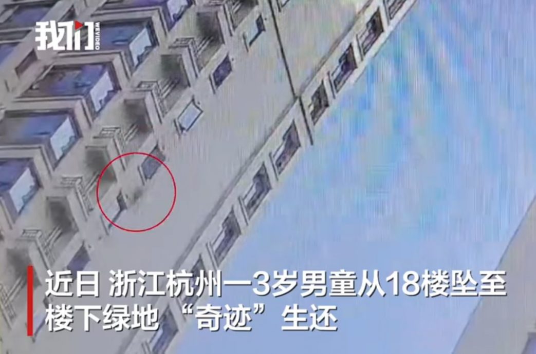 3岁男童18楼坠下奇迹生还 家长“挂树缓冲”