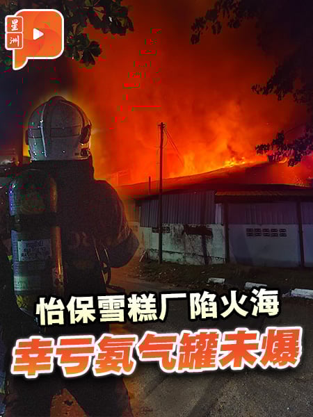 怡保雪糕厂深夜陷入火海 94人连夜灭火救灾