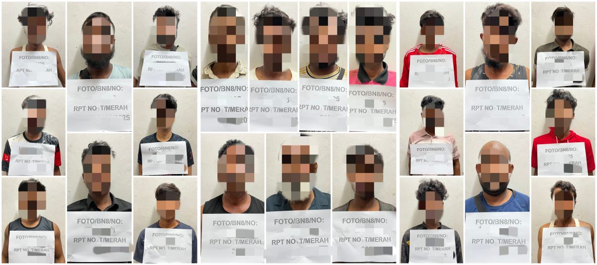 东(已签)普通行动部队突击丹那美拉一处外劳宿舍,逮捕了23名非法移民。