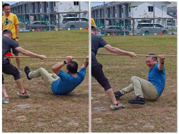 **全国综合**小学拔河赛“滑跤”全场笑翻 黄思汉自侃“体重减了之故”