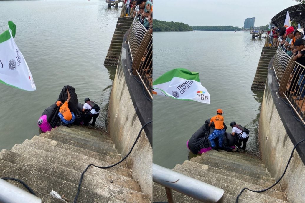 关丹188塔极限跳伞意外,1人受伤2人获救。