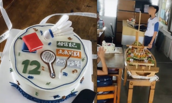  家人带一大船寿司到校 12岁男孩庆生轰动