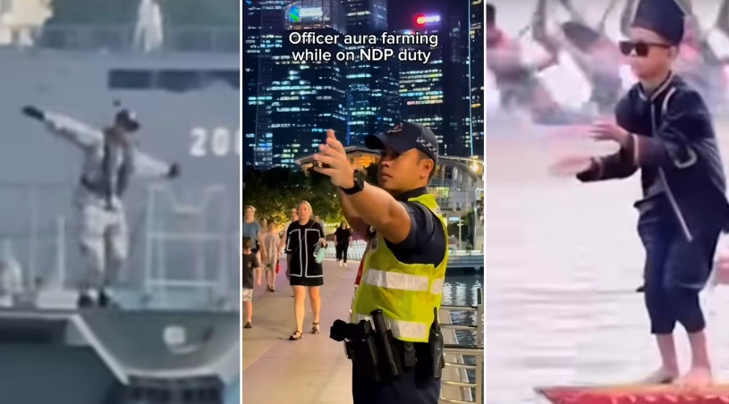 *已签发*柔:狮城二三事:“刷气场”爆红网络 狮城海军和警察齐跳热舞